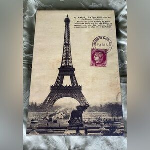 Target Home Paris Eiffel Tower Vintage Look Wall Postcard Framed 16”x24”